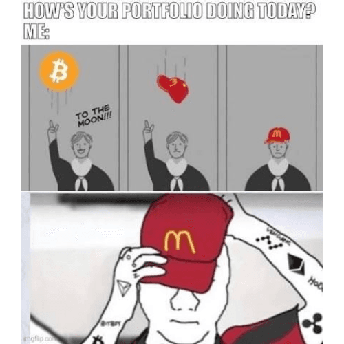 Example meme: how's your portfolio multi-panel crash humor
